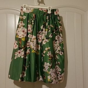 A Line Floral Midi Skirt